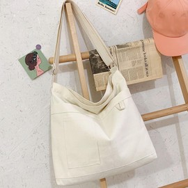 Joyesplay Tote Bag for Women, Canvas Tote Bag, A4 Size, Shoulder Bag, Crossbody, Large Capacity, Plain, Lightweight Tote Bag with Zipper, Lightweight for Walks, Shopping, Travel, Commuting, Men's