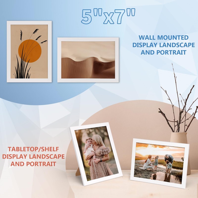 WIFTREY White 5x7 Picture Frame set of 18, Photo Frames