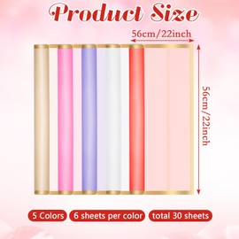 30 Sheets Flower Bouquet Wrapping Paper, COITEK Waterproof Gold Edge Flower Gift Wrapping Supplies Paper