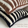 20"x20" Black Cream Stripe Tufted Pillow Covers Luxury Geometric Accent