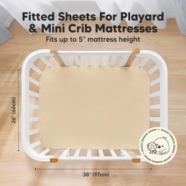 Pack and Play Sheets Fitted, 2-Pack Mini Crib Sheets - Pack N Play Sheets, Organic Fitted Crib Sheet for Pack and Play Mattress, Playard Baby Crib Sheets, Crib Sheets Neutral for Boys, Girls (Rust)