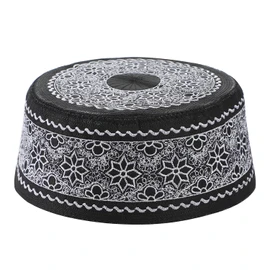 XGOPTS Men's Islamic Hat, Prayer Hat, Middle Eastern Style, Embroidery, Arab Hat, Indian Hat, Men, UV Protection, Breathable, Sweat Absorbent, Ethnic Hat, For Worship, Islamic Cap, Shallow, Turkish