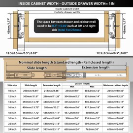 YENUO Soft Close Stainless Steel Full Extension Drawer Slides Side Mount 10 12 14 16 18 20 22 24 inch Ball Bearing Rails Track Guide Glides Runners Heavy 100 lb (Stainless Soft Close-1 Pair, 10 Inch)