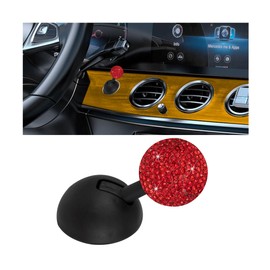 KHGUZ Bling Car Joystick Push Start Button Cover, Crystal Rhinestone Vehicle Engine Start Stop Rocker, Sparkling Diamond Joystick Ignition Button Cover, Universal Automotive Accessories (Red)