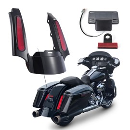 Bravema Motorcycle Rear Fender Extension Fascia LED Light Kit with Brake/Running/Turn Signals Lights Fit for Harley Touring Road King Street Glide 2009-2013(Red Lens)