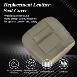 SecosAutoparts Driver & Passenger Side Bottom Leather Seat Covers Parchment Tan Compatible with Ford F250 F350 Lariat 2001