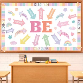 Affirmation Station Bulletin Board Set Pastel Be Amazing Classroom Decorations Positive Sayings Accents Bulletin Board Inspirational Rainbow Arrow Sign Cutouts for Back to School Chalkboard Wall Decor