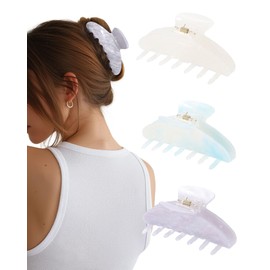 Molans 3PCS Hair Claw Clips Acrylic Clamps for women - Nonslip Strong Hold Barrettes for Thick Hair& Thin Hair, Changing Color Under the Sunlight