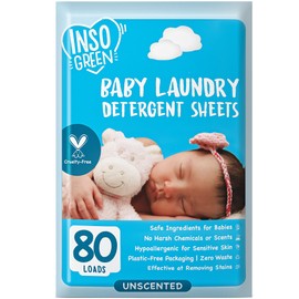 Baby Laundry Detergent Sheets for Infant, Toddler and Newborns, 80 Loads, Unscented – Gentle for Sensitive Skin - Washing Detergent for Baby Clothes