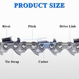 Haojili 20 Inch Chainsaw chain .325" LP Pitch .058" Gauge 76 Drive Links，2 Pack Replacement Chainsaw Fits Echo,Husqvarna,STIHL,Makita and More