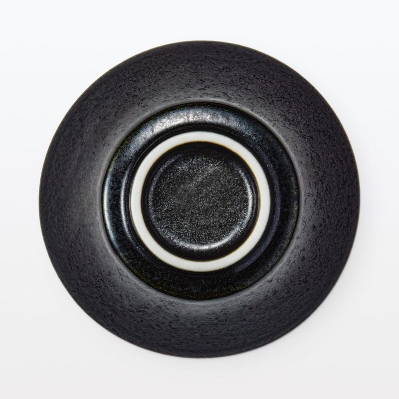 Mu-in Ryohin Mino-yaki Rice Bowl, Black Glaze, Approx. Diameter 12.7