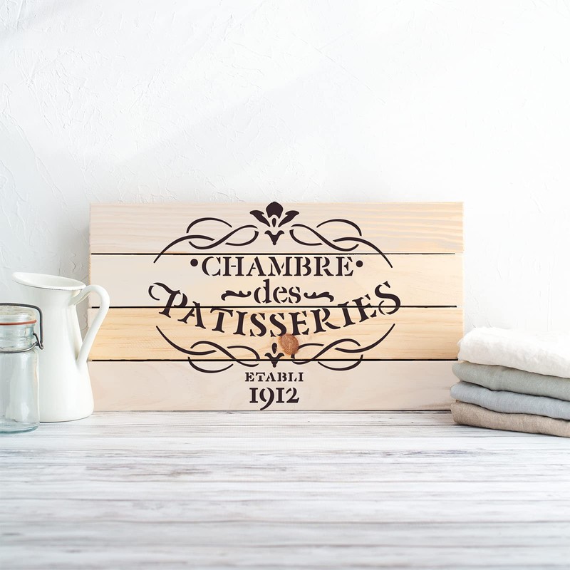French Label Chambre des Patisseries Stencil Template for Walls and