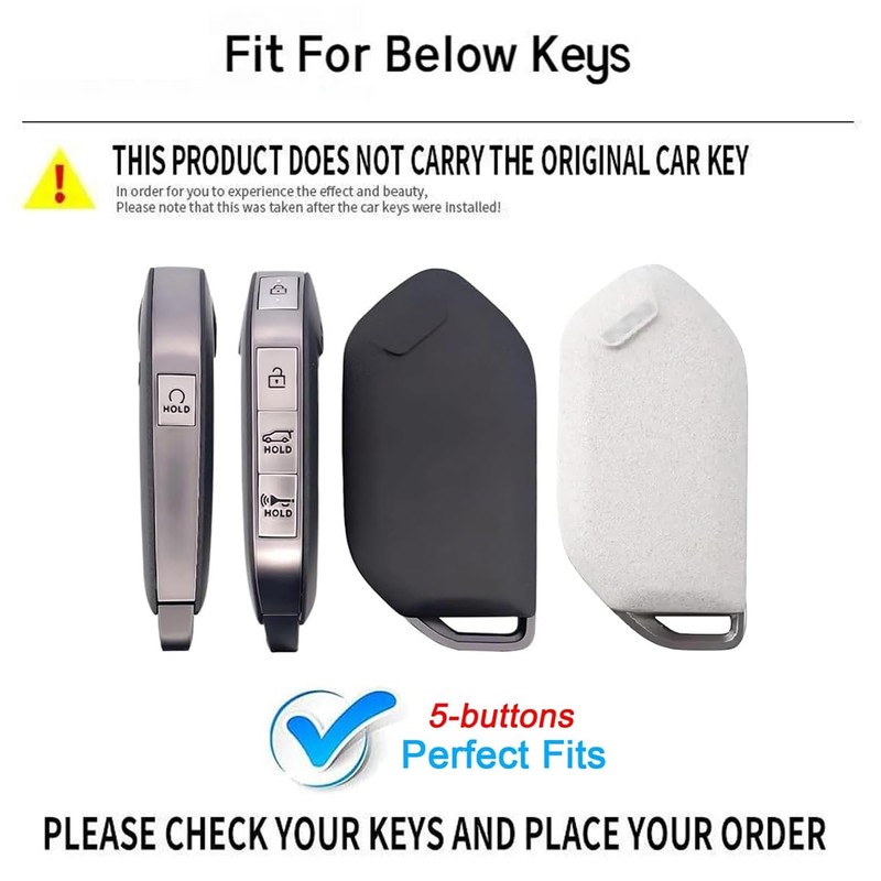 OVIOBOER for Kia Key Fob Cover with Keychain Black Soft