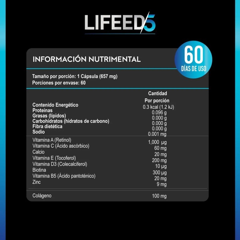 Lifeed Men Hair Biotina Colágeno Vitamina E Zinc Vitamina A
