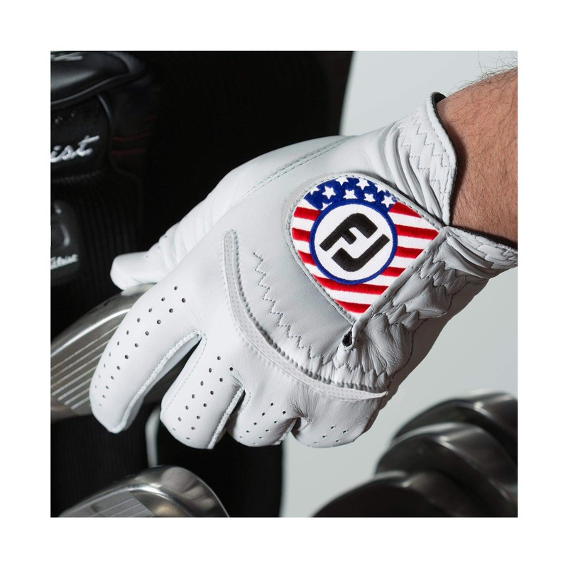 FootJoy StaSof Flag Gloves, Pearl, Large, Worn on Right Hand