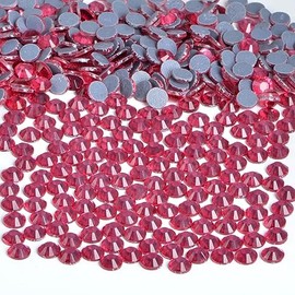 Bymitel Hot Fix Glass Flatback Rhinestones HotFix Round Crystal Gems for Crafts Clothes DIY Decoration (Rose, 3.8mm SS16/2880pcs)