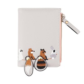 FERCAISH 6 Pieces Zip Around Wallet Animal Change Purse PU Leather Card Holder Bag with Bracelet Gifts for Girls Shopping Travel Birthday Party, gray, Contemporary