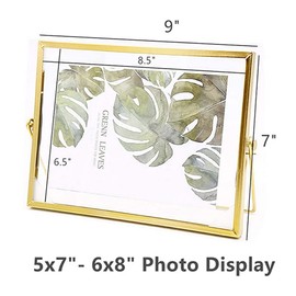 NatureMan Gold Photo Frame Decor with Plexiglas Desk Pictures Display 5x7 to 6x8 desktop Picture Frames,Vintage Style ，for Photos, artwork, & More, Tabletop Display