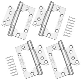 Qrity 4 Pieces Door Hinges, 4 Inch Home 100mm Door Hinges Stainless Steel Ball Bearing Mute Hinges for Internal External Doors, Silver