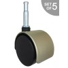 chairpartsonline 2" Brushed Brass Chair Caster w/ Grip Neck Mounting Stem for Socket Insert - Set