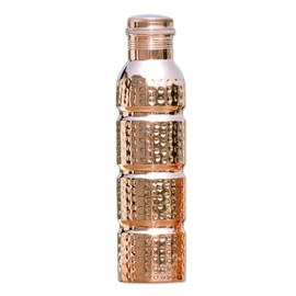 HealthGoodsIn - Pure Copper Hammered Seamless Water Bottle | Joint-Free and Leak-Proof Bottle for Ayurvedic Health Benefits