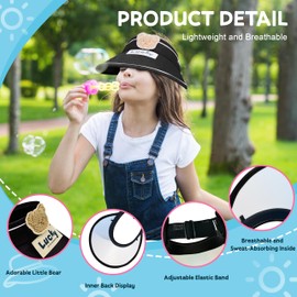 SunHalo Gear Kids Sun hat Children's Wide Brim Cute Bear Ponytail Summer Beach hat Adjustable Black