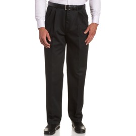 Haggar mens Work To Weekend Khaki Classic Fit No Iron Hidden Expandable Waistband Pleated Front Pant, Black, 38x30