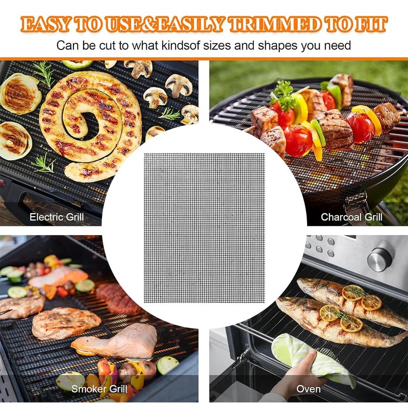 Grill Mat Set, 4 Piece Grill Mat Set, Grid Grill