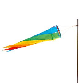 PHENO FLAGS Rainbow Windsock, 95 cm, Colourful Garden Decoration for Outdoor Use, Wind Vane for Flagpole, Wind Chimes & Windsocks