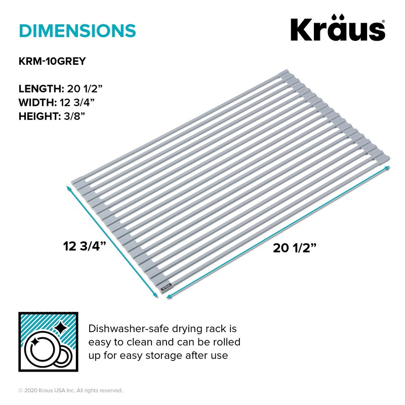 Kraus Multipurpose Over-Sink Roll-Up Dish Drying Rack, Colander and Trivet