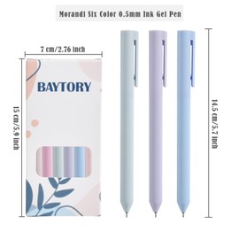 BAYTORY 6Pcs Colored Gel Pens, Pastel Ink Colors, Quick Dry Ink Pen Fine Point 0.5mm Smooth Writing for School Supplies Journaling Notetaking Stationery