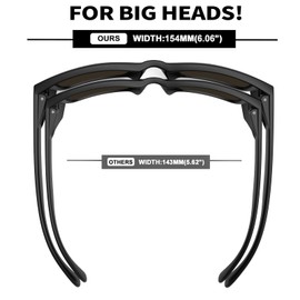 MAXJULI XXL Z87 Sunglasses for Men Women with Side Shields Fit for Big Heads UV400 Protection TR90 Wrap Around 8228S Black/Blue