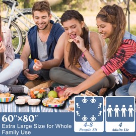 ALLBFENG Oversized Waterproof Picnic Mat, Outdoor Beach Mat. Suitable for Camping, Outdoor, Beach, Party and Concert. (Dark Blue & Gray, 80" x 60")