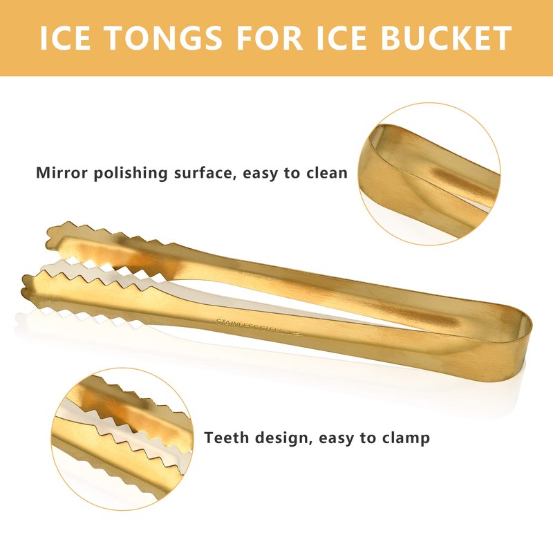 Stainless Steel Ice Scoop and Ice Tongs, Akamino Small Round
