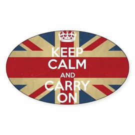 CafePress Keep Calm and Carry On Oval Car Bumper Sticker