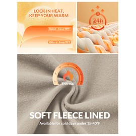 BALEAF Women's Khaki Fleece Lined Pants Water Resistant Winter Warm Flare Leggings Loose Travel Pants with Pockets Casual L