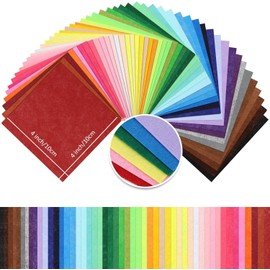 50Pcs Felt Fabric Sheets, Assorted Colors Soft Felt Sheets for Crafts DIY Patchwork Sewing School Projects Decoration(4 x 4 inches)