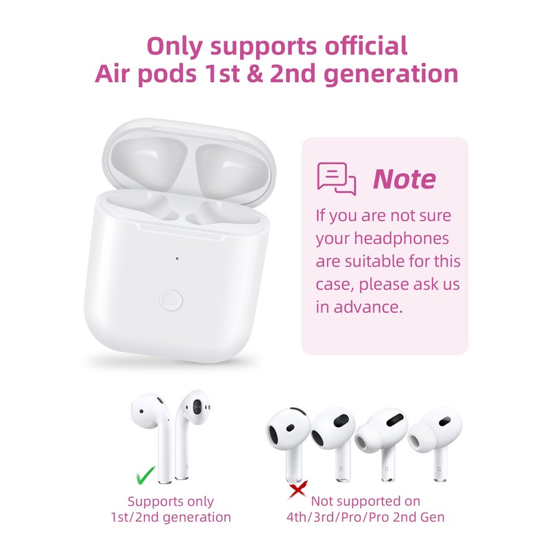 Jinstyles Charging Case Replacement for AirPods 1st & 2nd Generation