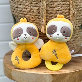 GIPSY Toys - Plush Toy - Sloth Rattle - Bamboo Series - 14cm S/Card - Yellow and Brown - 1st Age