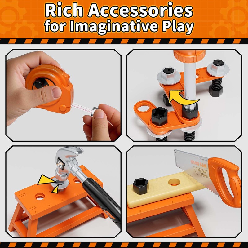 KidBloom Kids Tool Set with Toy Drill, 44 Pcs Construction
