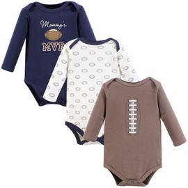Hudson Baby Unisex Baby Cotton Long-Sleeve Bodysuits, Football Mvp, 6-9 Months