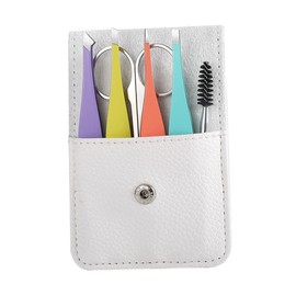 Beavorty Eyebrow Grooming Kit 6pcs Colorful Eyebrow Tweezers Scissor Clip for Travel Daily Use