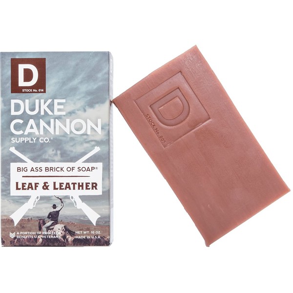 Duke Cannon Great American Frontier Men's Big Brick of Soap - Leaf + Leather, 10oz, Blue, 1 Bar