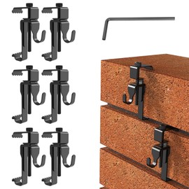 6Pcs Stainless Steel Brick Hooks, Brick Clips, No-Drill Brick Hangers for Outdoor Hanging. Brick Clamp or Brick Hangers Adjustable Clamp Fits 2.75 to 1.78 Inch Bricks. No Wall Damage(Black).