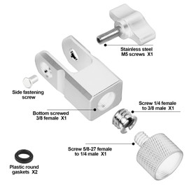 Microphone Mount Adapter for Hyperx Quadcast with 3/8" or 1/4" Screw Adapter and Nut, Works with HyperX QuadCast Microphone Stand & Boom Arm (Silver)