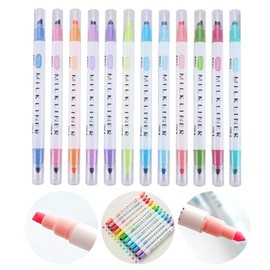 12 Plumones Punta Pincel Marcadores Para Lettering Marcatexto - Rotuladores dobles de colores surtidos, colores amplios y finos puntas para resaltar pastel para estudiantes, oficina, aula.
