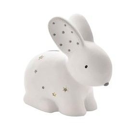 Happy Homewares Adorable Bambino White Resin Children's Decorative Keepsake Money Box - Bunny Rabbit - Perfect for a Little One Saving for a Rainy Day