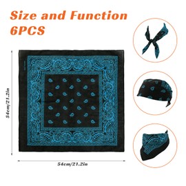 Bandana Head Scarf 100% Cotton 2 Pieces / 6 Pieces Women's Bandana Head Scarf Protective, Scarf Paisley Pattern with Mixed Colours Red and Blue / Yellow and Green, Red + Blue