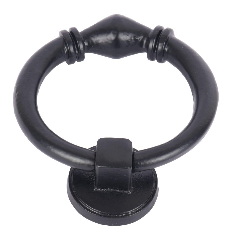 Skandh Iron Antique Design Round Ring Door Knocker (Black Powder