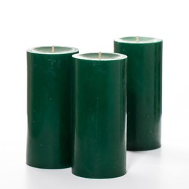 Richland Richland Set of 3 Dark Green Pillar Candles 3" x 6" Unscented for Weddings Christmas Home Holidays Spa St. Patrick's Day Church